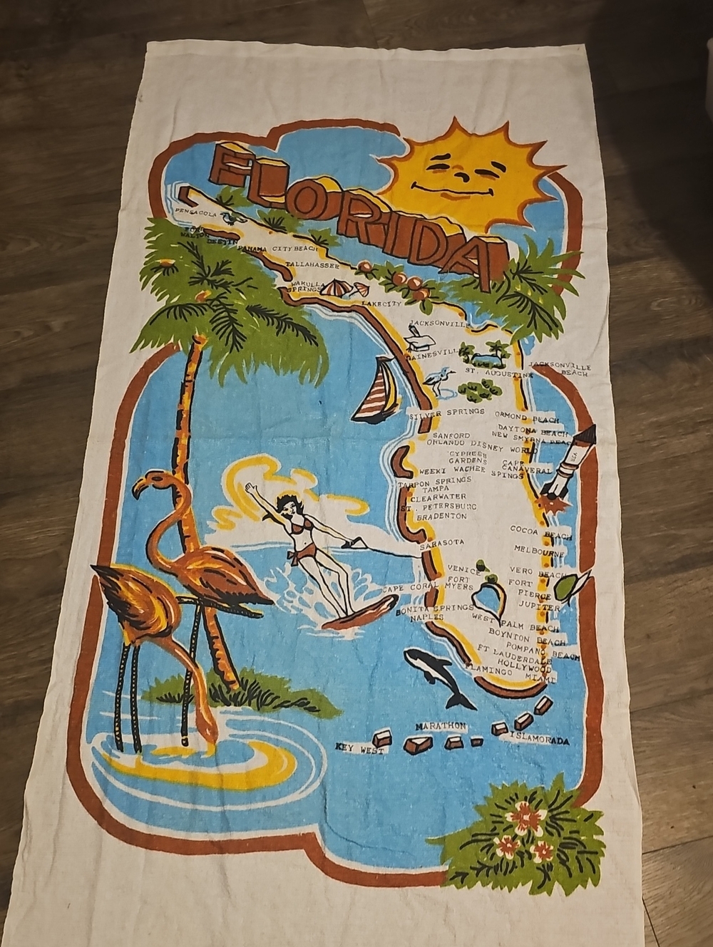 Florida Beach Towel 100% Cotton 80s Vintage By Triangle State